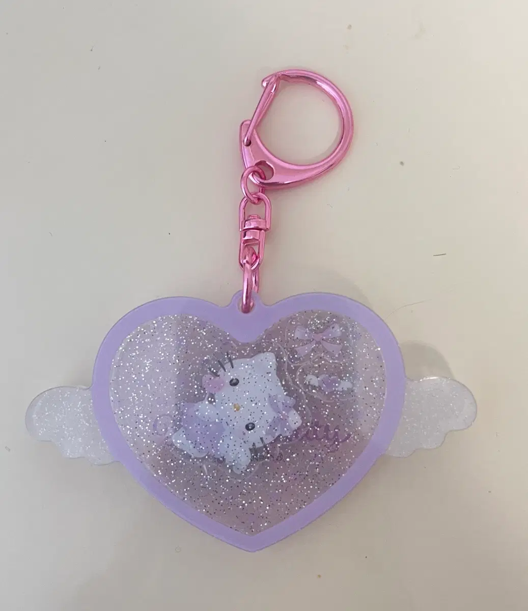 산리오 헬로키티 요정 천사 보라색 하트 키링