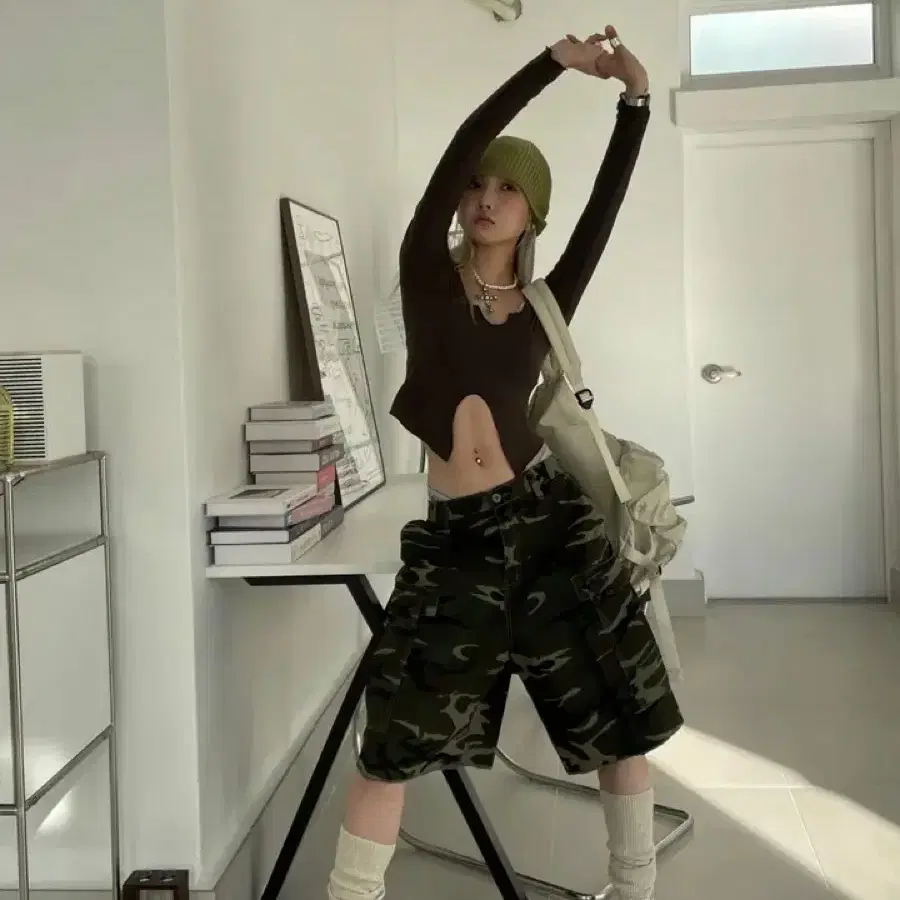 오뮤즈 밀리터리 카고 하프 버뮤다 팬츠 M