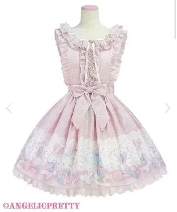 Angelic Pretty 복슬복슬 Toys 에이프런 스커트 핑크