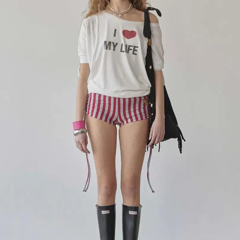 스컬프터 Tie Sleeve Tee Cream