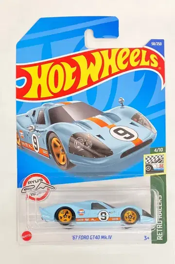 MATTEL RETRO RACERS HOTWHEELS '67 FORD GT40 MK.IV #9/GULF HCT72