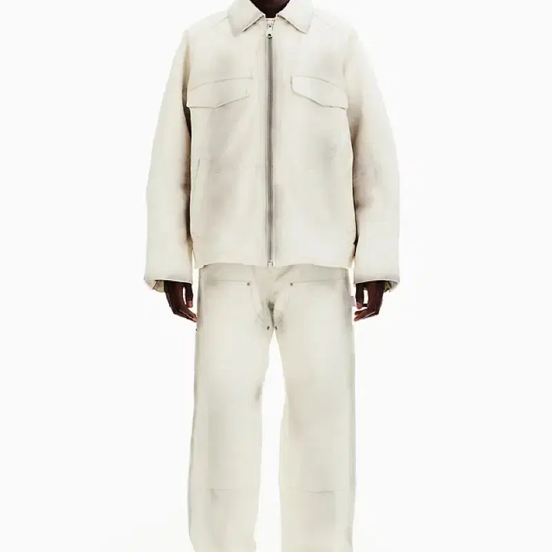 H&M X H2 헤론 화이트 더티 워싱 레더 가죽 팬츠 28