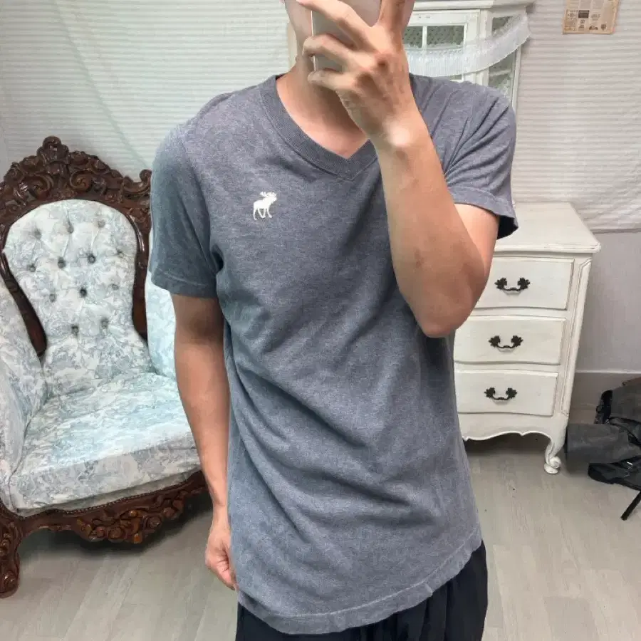 그레이 아베크롬비 반팔 1366 모리걸 일본빈티지 y2k 스트릿 갸루 펑키