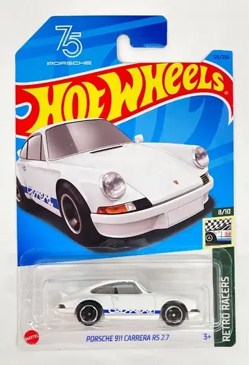 MATTEL HOTWHEELS 레트로 레이서 8/10 HNK00 포르쉐 911 카레라 RS 2.7/화이트 125/250