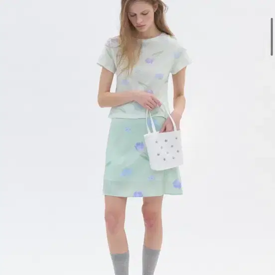 순수 soonsu 플라워 스커트 Watery Skirt Green