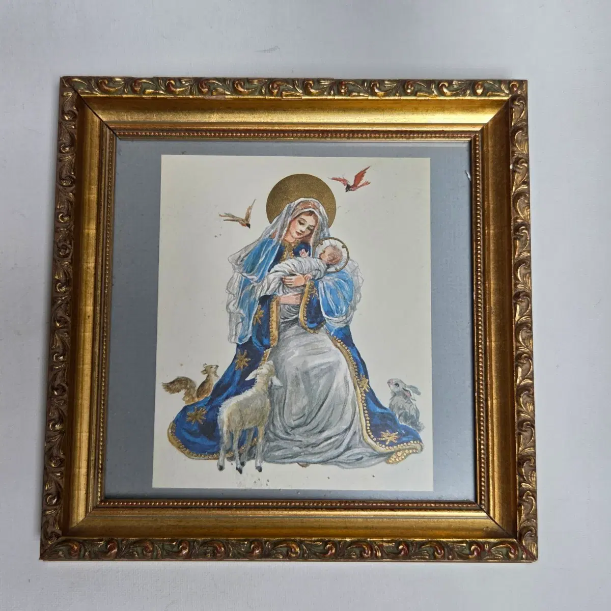 브라질 앤틱 성모자상 그림 유리 액자 가톨릭 그림 성모마리아