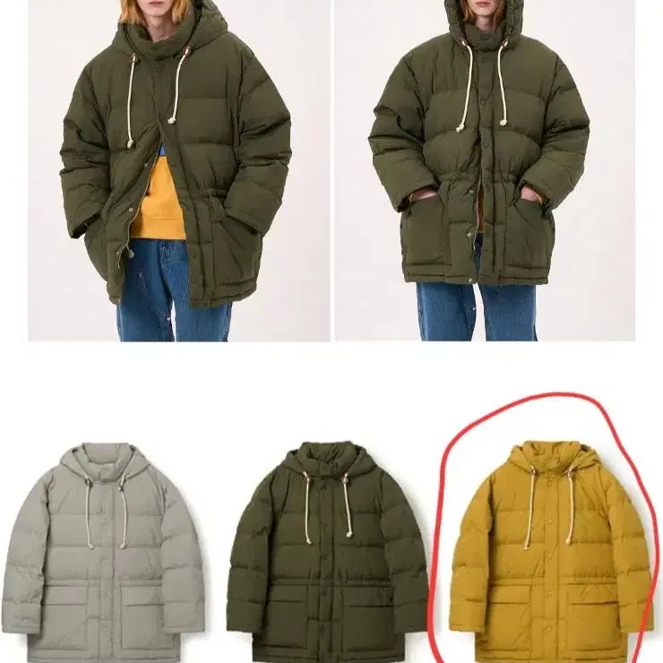 새제품)에이카 city dweller down 패딩 yellow 팝니다