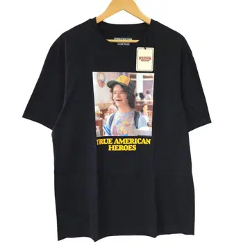 공식 미사용 XL 사이즈 기묘한 이야기 더스틴 티셔츠 블랙