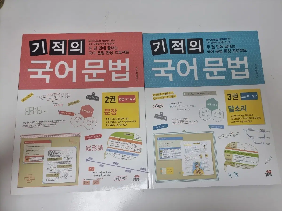 (새상품) 기적의 국어문법 2권,3권