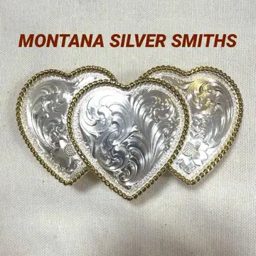 MONTANA SILVER SMITHS 트리플 하트 벨트 버클 실버