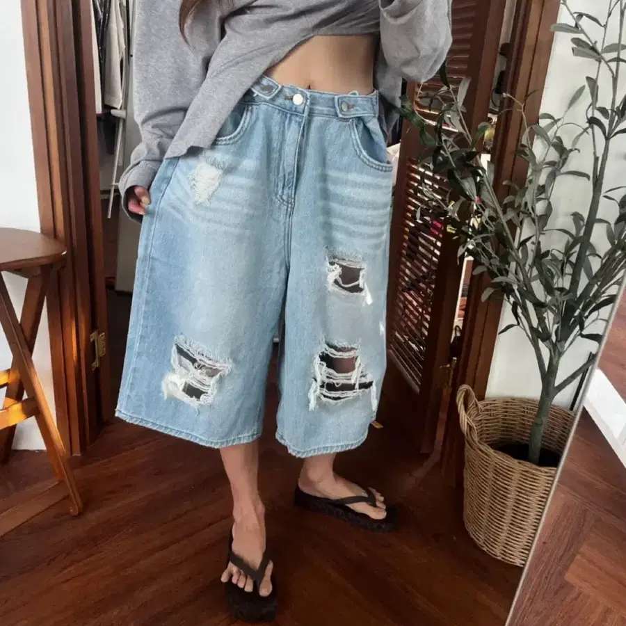 럭셜 버뮤다 와이드찢청 팬츠