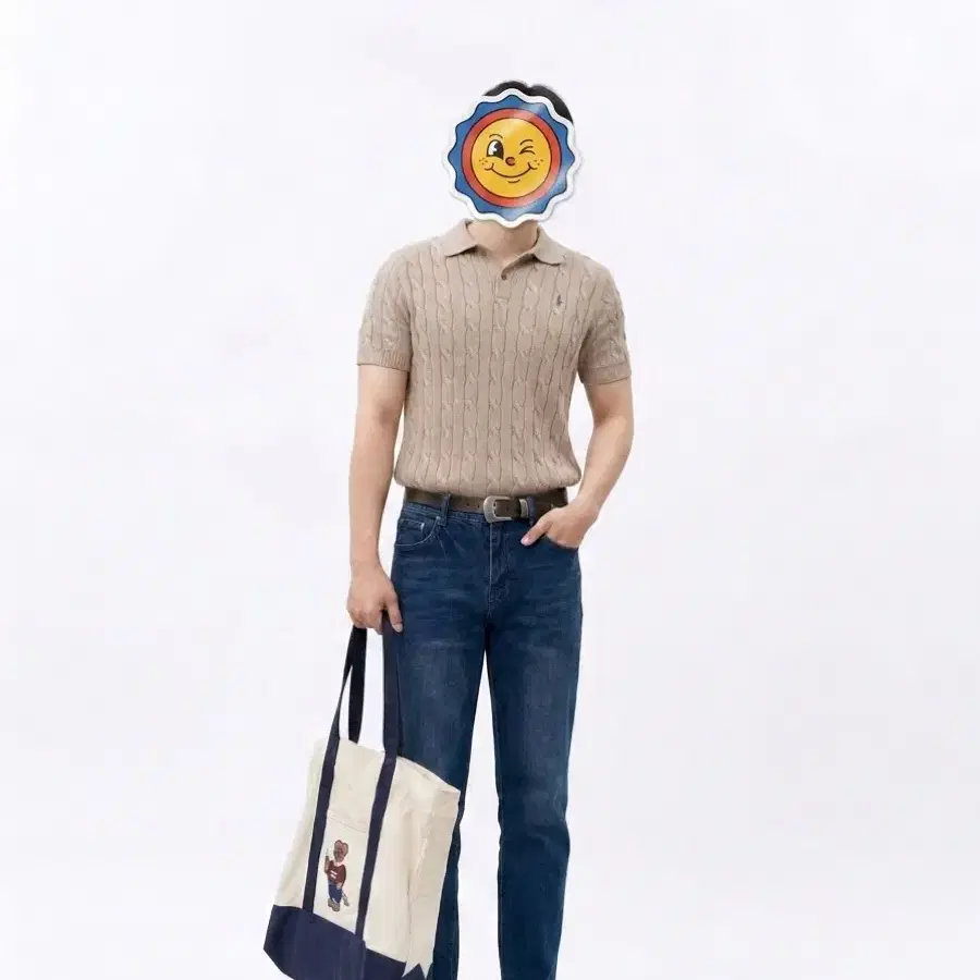 폴로 랄프로렌 케이블 니트 카라티 베이지