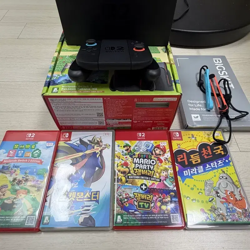 닌텐도 스위치2 풀박 + 게임 4종 (마리오 파티, 포켓몬, 리듬천국, 동숲)