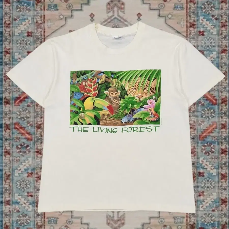 90s Made In USA 빈티지 애니멀 그래픽 티셔츠 L