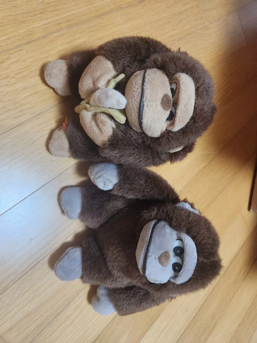 브라운 몽키 인형 2개 세트 빈티지