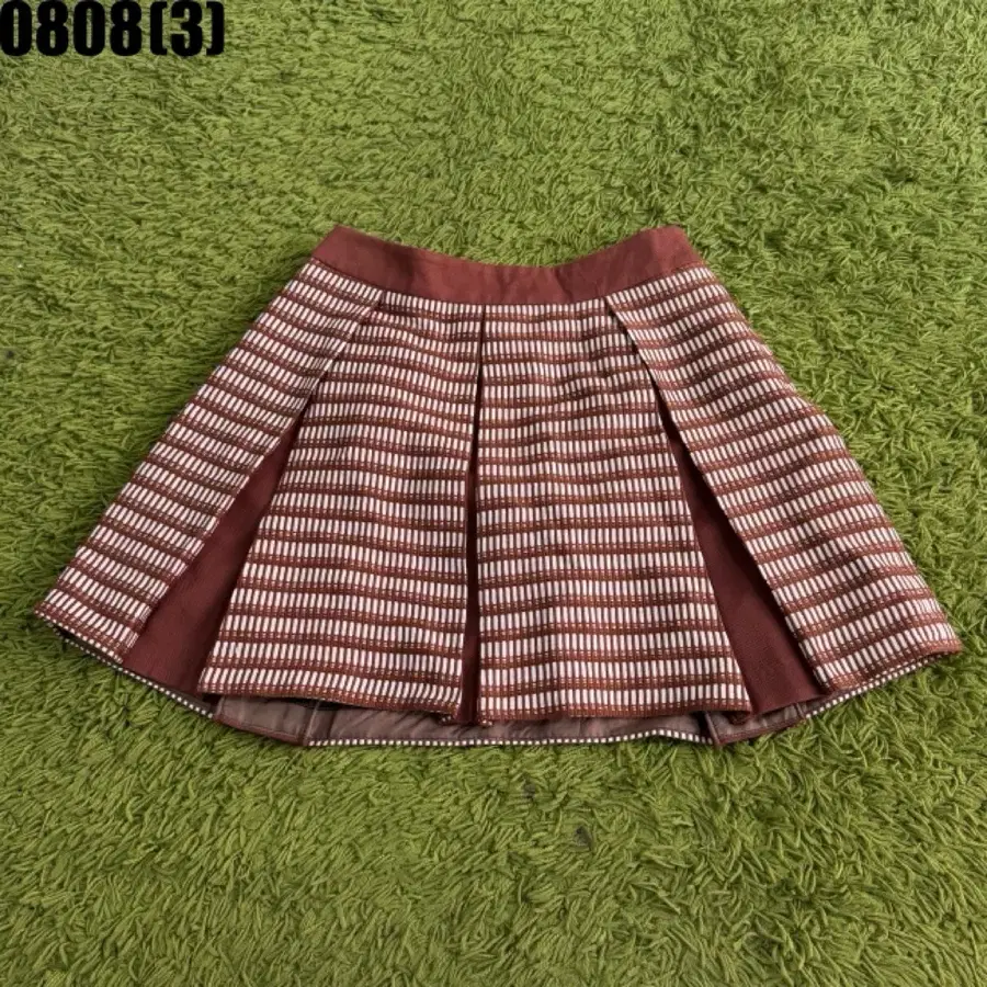 DEWL 주름 플레어 스커트 갈색 체크 66 8/8