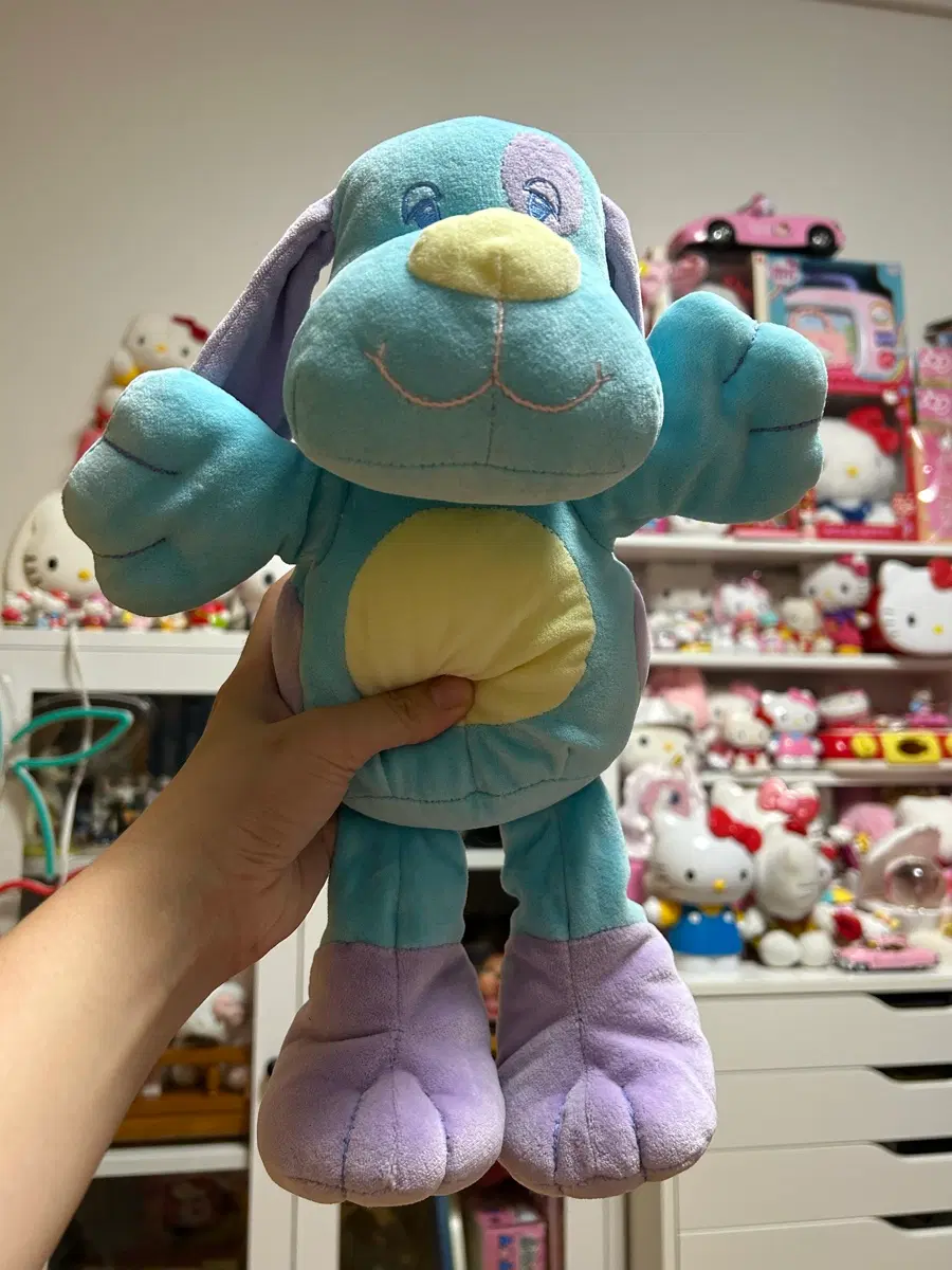 빈티지 파랑보라 강아지 인형 애착인형