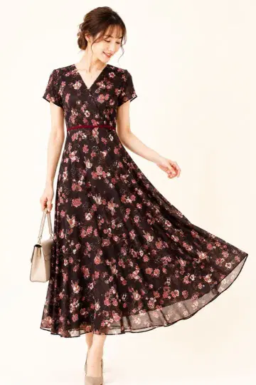 LAURA ASHLEY 매실과 작은 새 재패니즈 패턴 원피스 9호