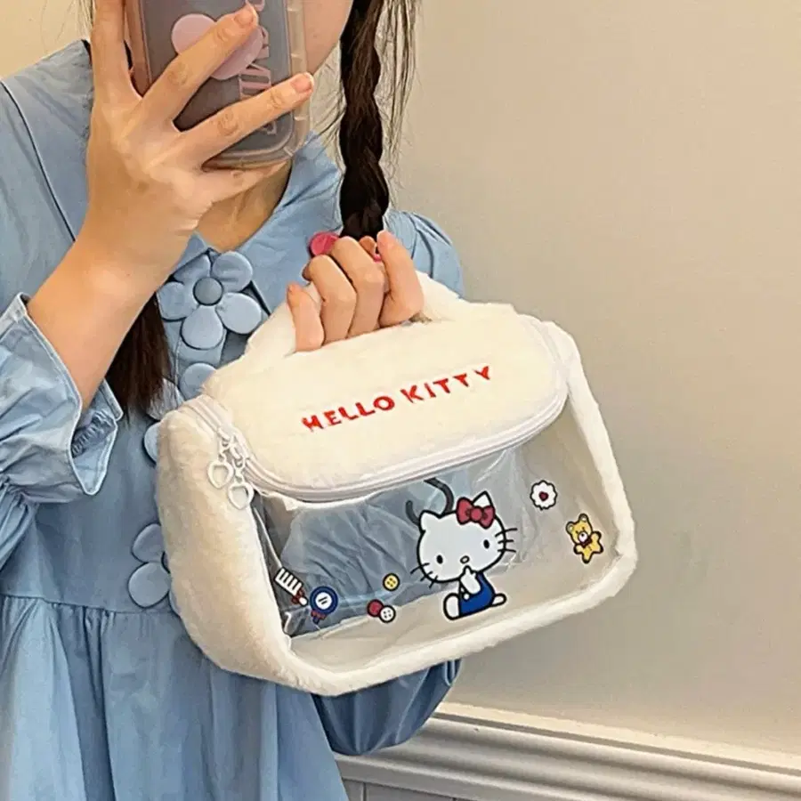헬로키티 털 파우치