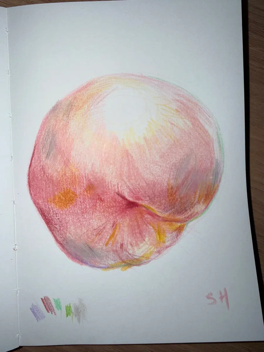 복숭아 컬러펜슬 그림