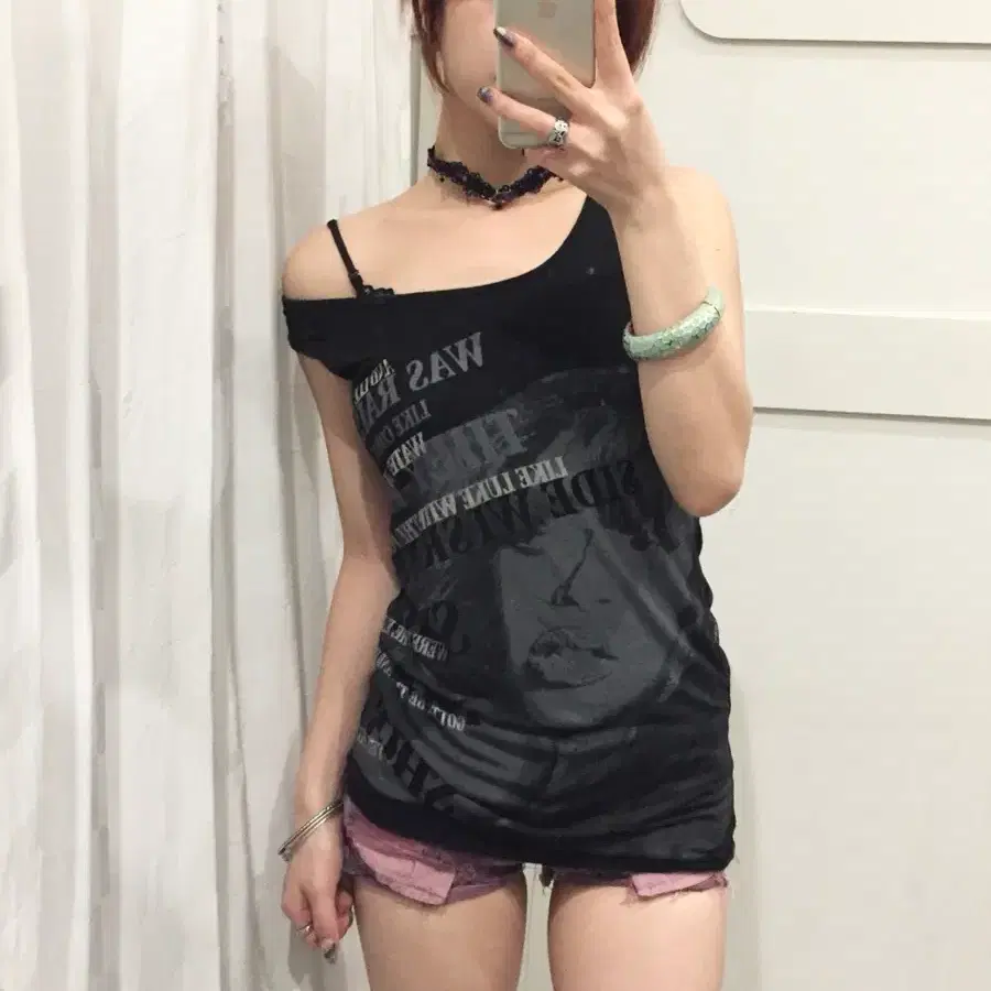 Velvet 고딕 갸루 펑크 매쉬 슬리브리스