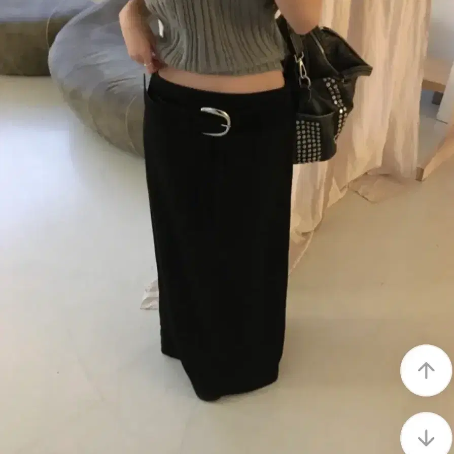 soand 지그재그 에이블리 베이직 하이 롱스커트 블랙