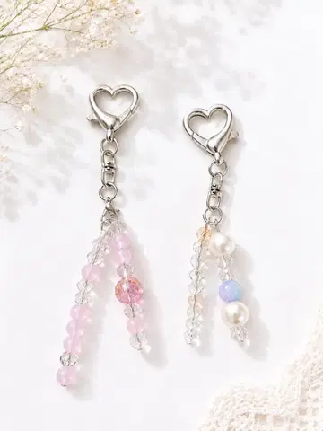 핸드메이드  하트 비즈 키링
