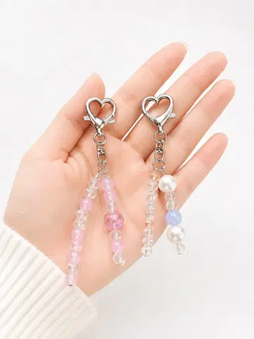 핸드메이드  하트 비즈 키링