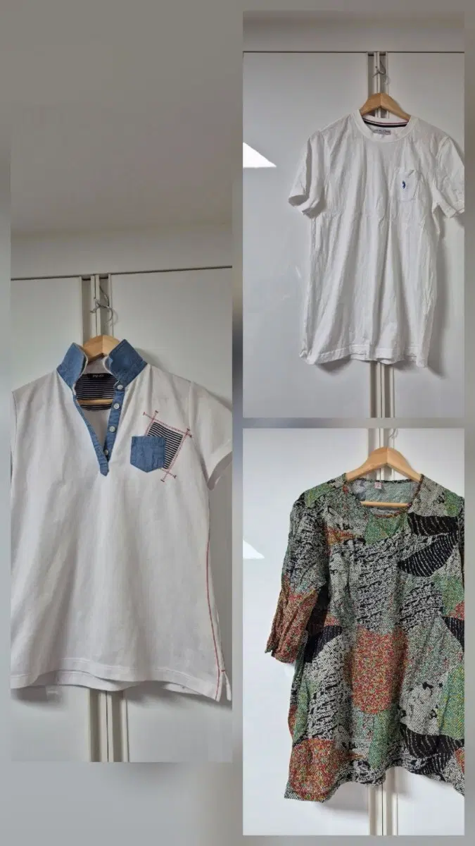 ping티100+POLO ASSN+풍기인견 66.77핑 티셔츠 화이트귀