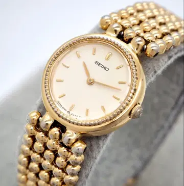 84 작동 SEIKO 시계 여성용 골드 앤티크 라운드