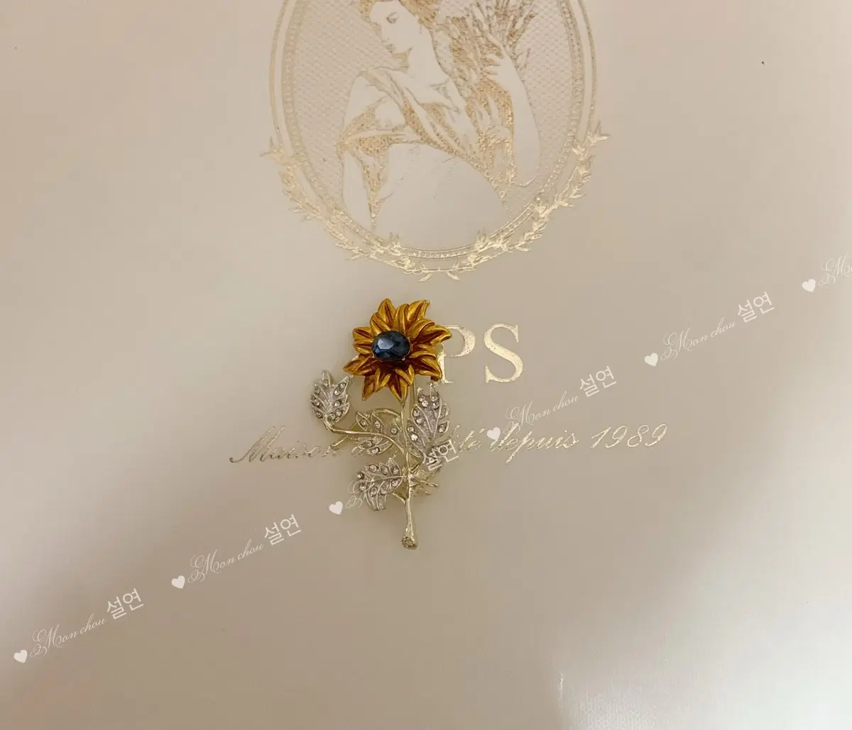 해바라기 골드색 예술 브로치 3*5cm