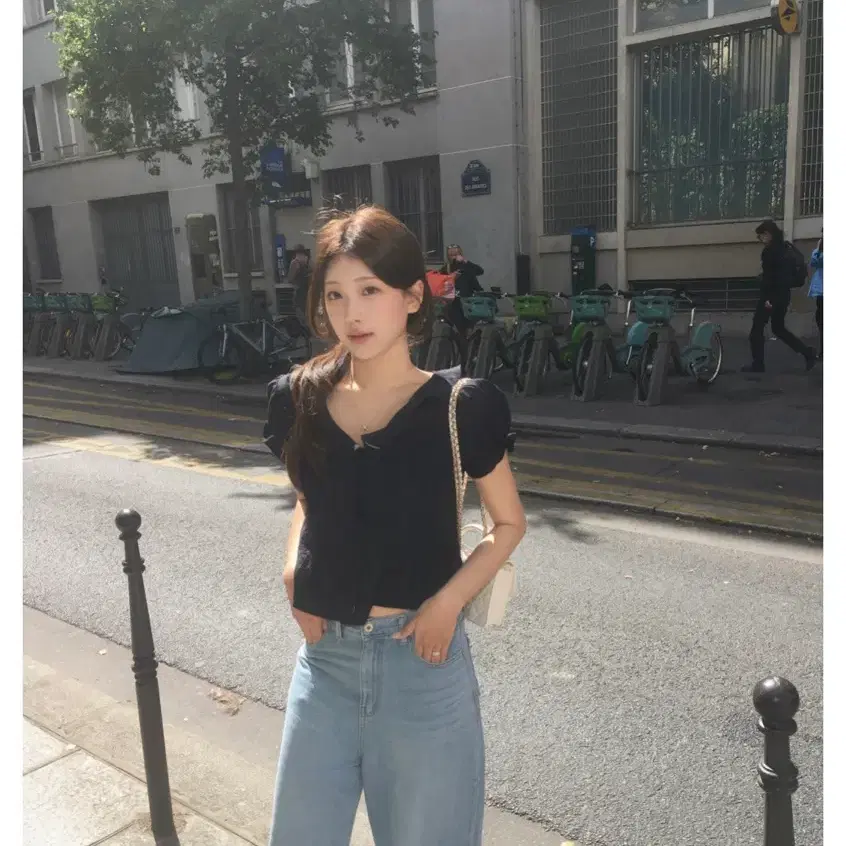 온드민 릴리 블라우스 네이비
