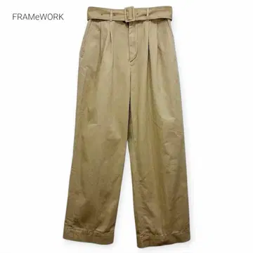FRAMeWORK 치노 팬츠 2way 벨트 포함 턱 디테일 베이지 34
