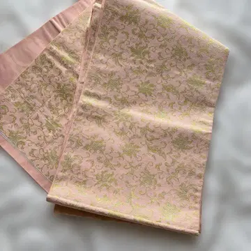 30 x 376cm 새상품급 후쿠로 오비 스킨 컬러에 어울리는 연어 핑크 골드