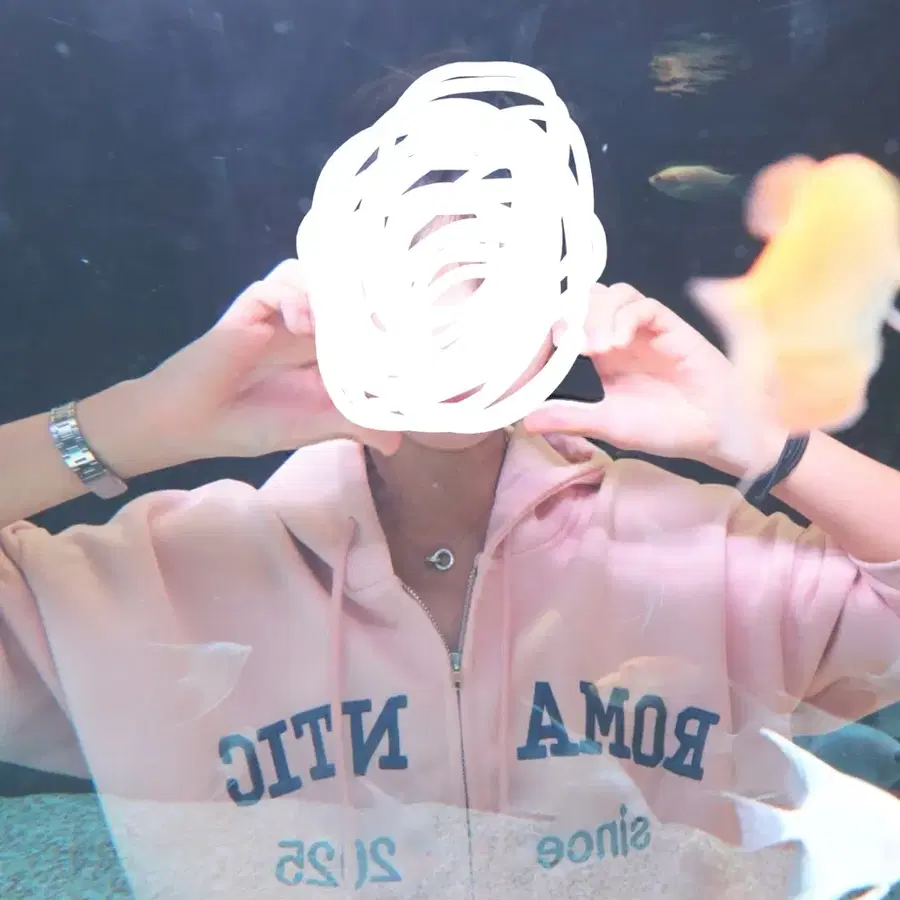 핑크 후드집업