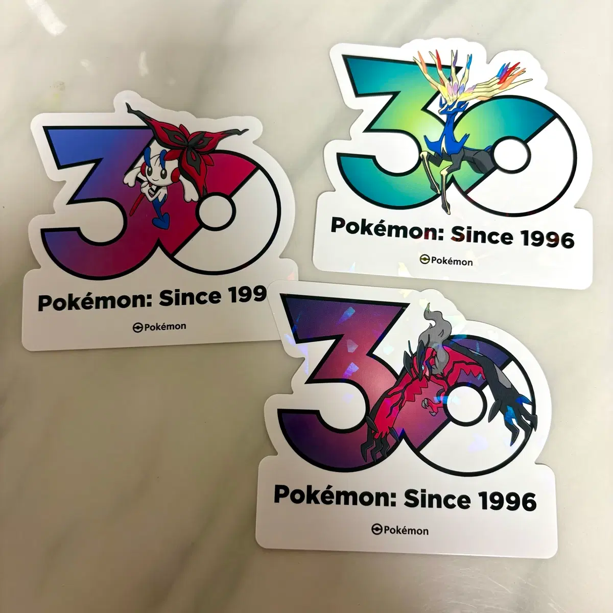 포켓몬 30주년 기념 스티커 6세대 제르네아스 이벨타르 플라엣테 3종