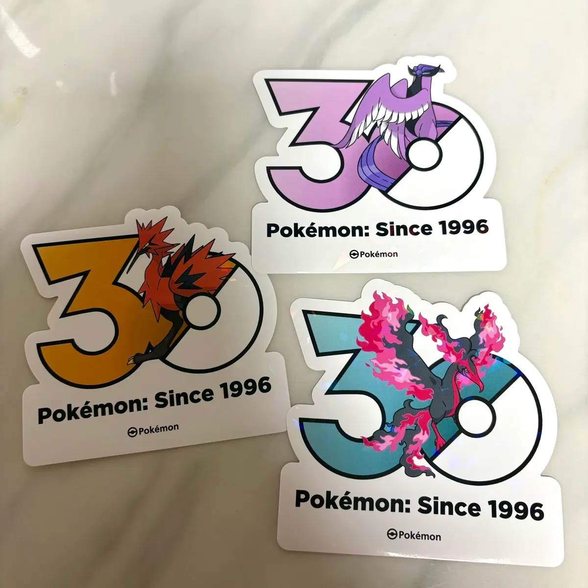 포켓몬 30주년 스티커 가라르 파이어 썬더 프리저 3종세트