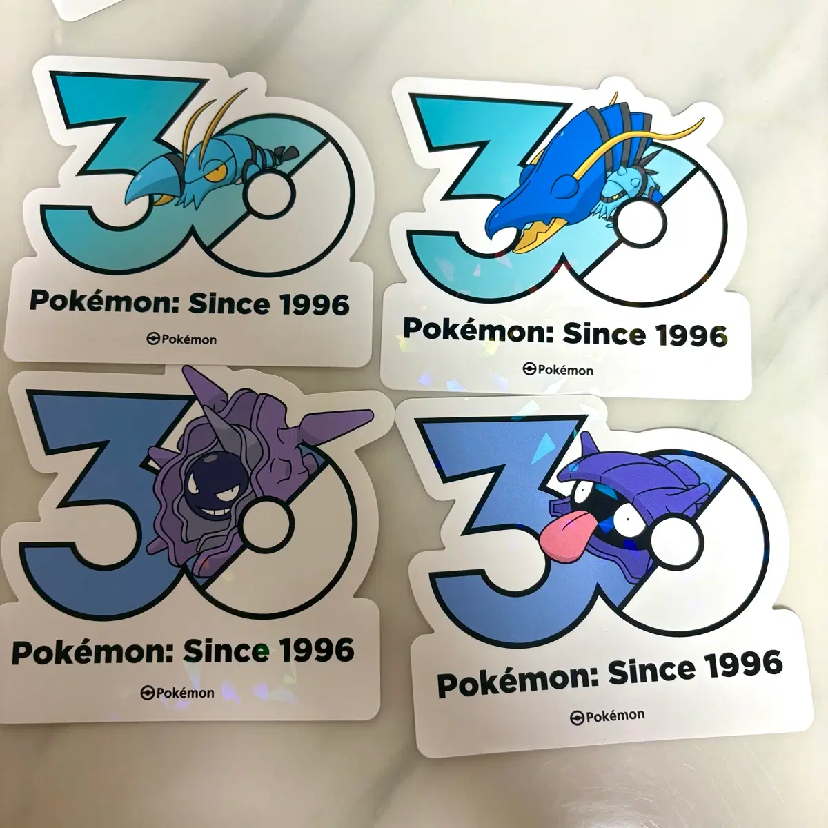 포켓몬 30주년 기념 스티커 4종 세트 셀러 파르셀 등