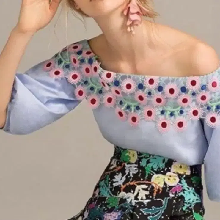PETER PILOTTO 피터 필로토 오프숄더 자수 블라우스