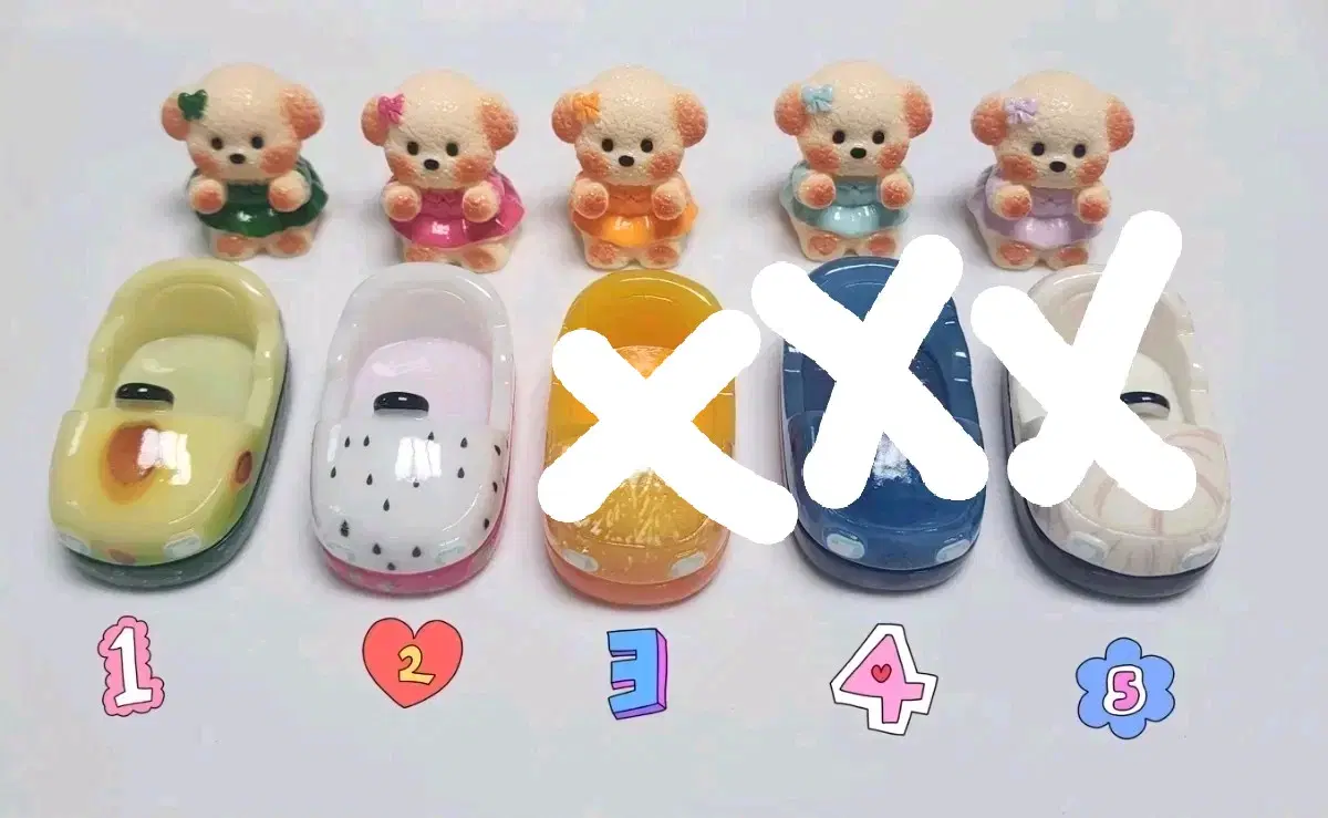 과일 차 탄왕강아지 피규어 5종