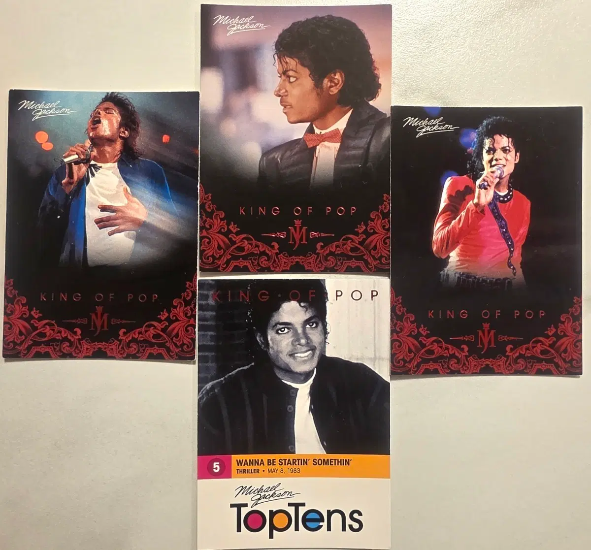 마이클 잭슨 4종 Michael Jackson 마이클잭슨 Panini 포토카드 트레이딩 카드