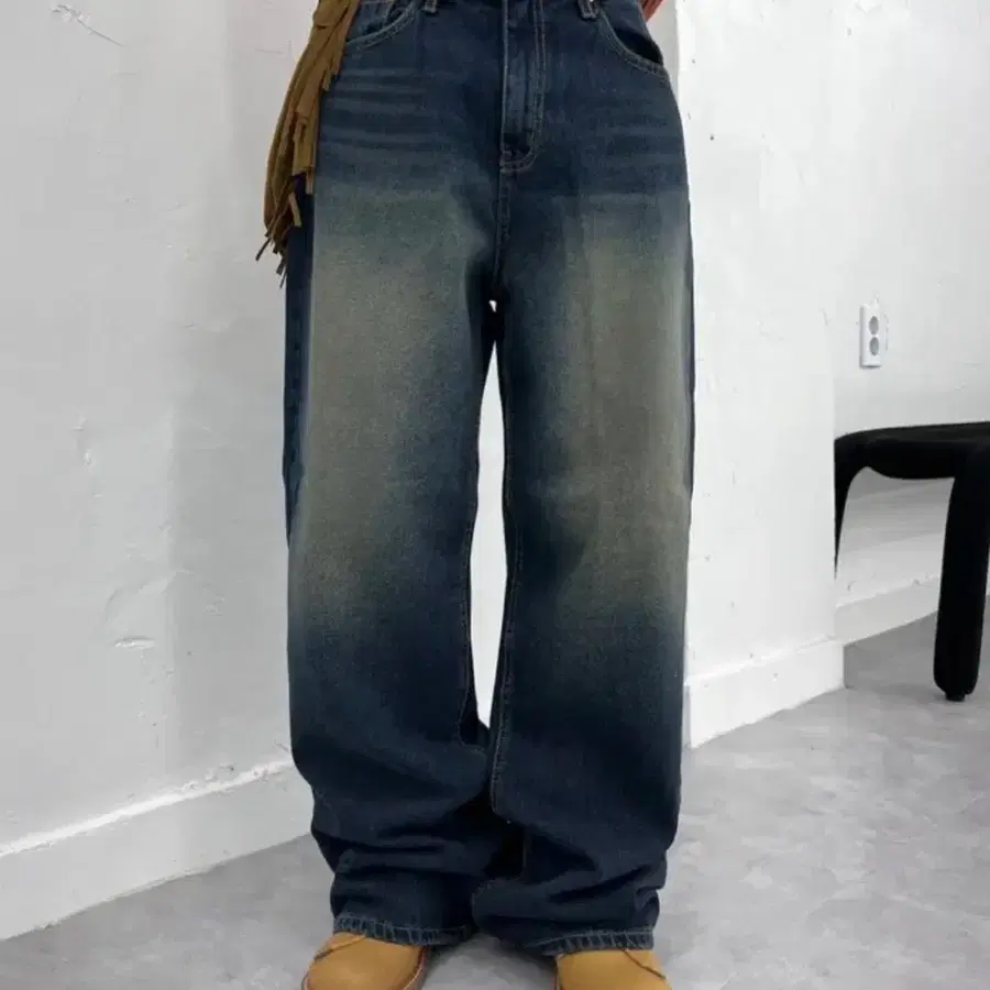 빈티지 워싱 오버핏 데님 팬츠