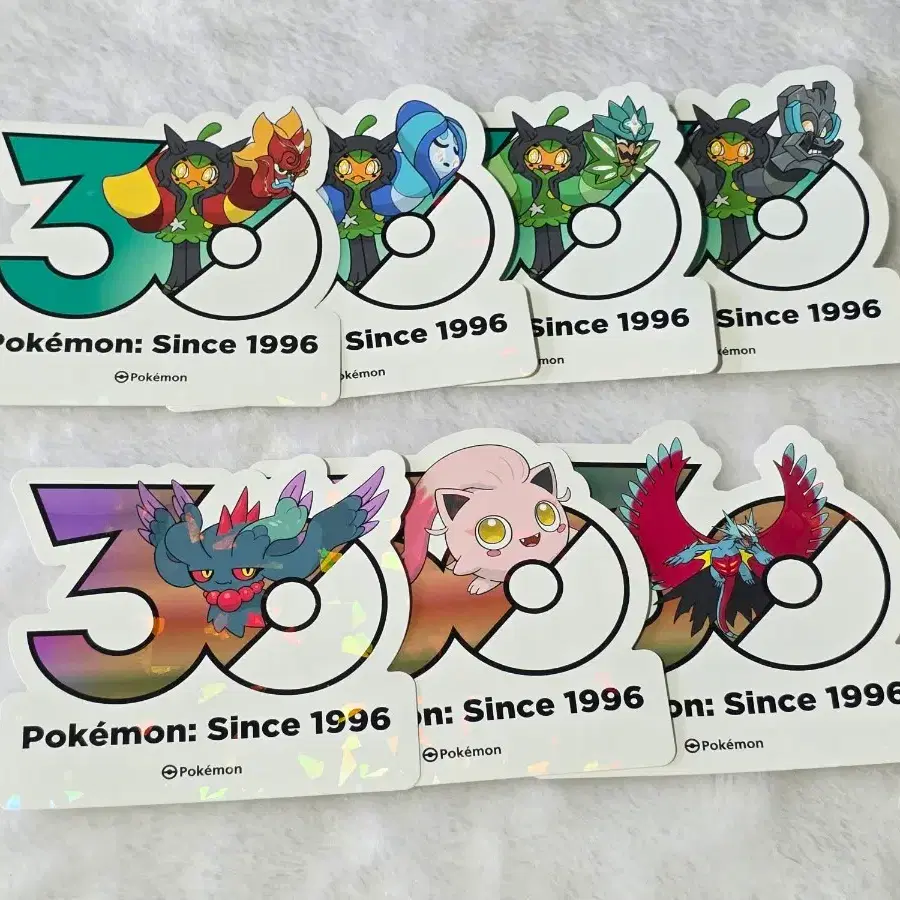 일괄) 포켓몬 30주년 기념 로고 스티커 오거폰 4종(화덕 벽록 우물 주춧돌)+날개치는머리, 우렁찬꼬리, 땅을기는 날개