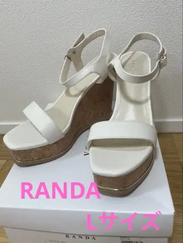 RANDA 앵클 스트랩 웨지솔 샌들 화이트 L