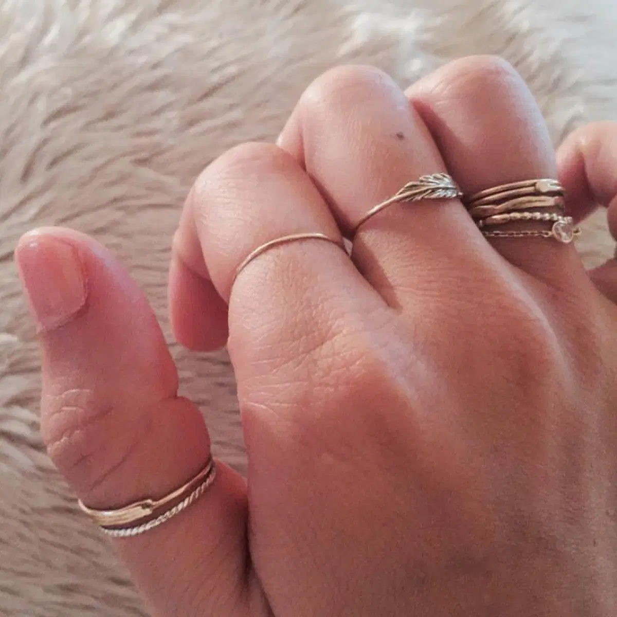 1cm ring 얇은 실버 925 + 골드 도금 링