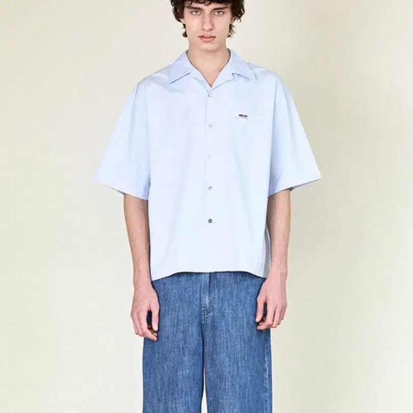 호이테 CONVERTIBLE COLLAR SHORT SLEEVE SHIRT (BLUE) L