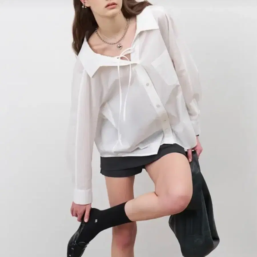 마론에디션 Ivory String Oversized Shirt