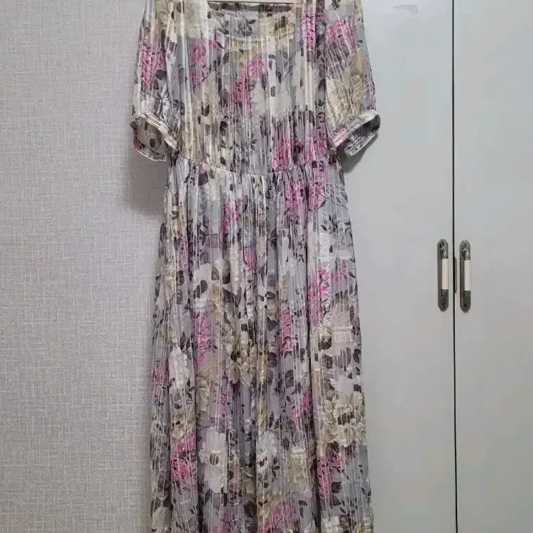 스퀘어넥 시폰 롱 원피스