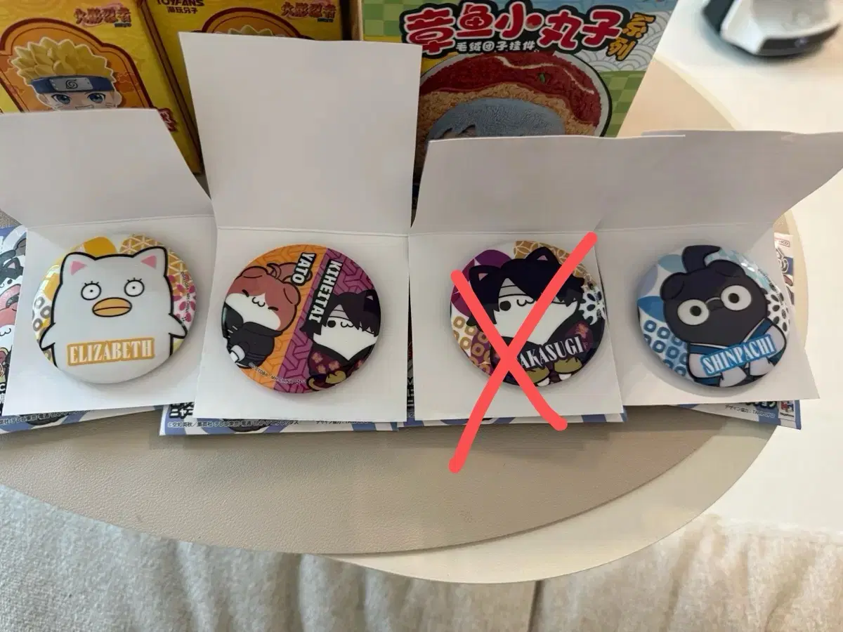 은혼 메가하우스 메가캣 캔뱃지 엘리자베스 타카스기 카무이 신파치