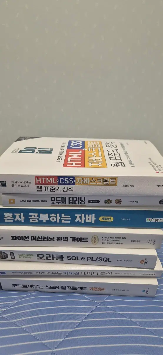 HTML, CSS, 자바스크립트 웹 표준의 정석 / 모두의 딥러닝 / 혼자 공부하는 자바 / 파이썬 머신러